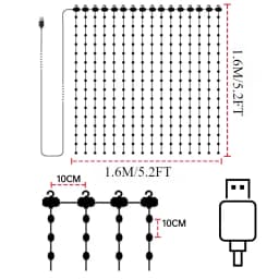 1/2PCS Smart Curtain Lights RGB Curtain String Lights with App Remote Music Sync Dynamic DIY for Indoor Outdoor Xmas Wall Decor