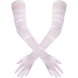 Women's Sexy Solid Transparent Elasticity Mesh Tulle 70cm Extra Long Gloves Opera Halloween Costume Cosplay Party Dance Gloves