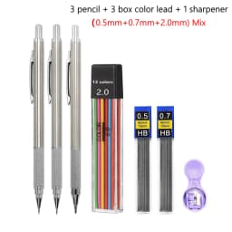 Full Metal 2.0 mm Mechanical Pencils Leads Set for Art Drawing Painting Color 2B Automatic Pencils Office School Pens Supplies