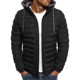 Korean Men Cotton Pad Parka Coat Autumn Winter Male Solid Warm Hooded Zip Up Hoodie Coats BSD-M-05