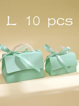 10-Pack of Stylish Embossed Gift Boxes, Available in Various Colors, with Satin Ribbon and Faux Pearl Handles, Embossed Floral Candy Boxes, Suitable for Various Occasions Mother's Day, Father's Day, Graduation Season, Wedding, Halloween, Christmas, Birthday Mini Packaging Bags