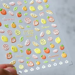 Lovely Red Fruit Strawberry Cherry Bowknot Love Heart Star Silk Ribbon 5D Nail Art Stickers Chic Self Adhesive Manicure Decal