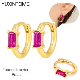 925 Silver Ear Needle Rose Red Hoop Earrings For Women Exquisite Water Drop/Flower/Heart Crystal Piercing Huggie Earring Jewelry