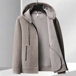 Legible Autumn Winter Casual Sweaters Men Solid Color Hooded Sweatercoats Male Loose Zip-up Knitted Cardigan Man