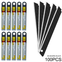 100Pcs Carbon Steel Replacement Black Blades 30/60 Degree Snap Off Knife Cutter Spare Blade Car Wrap Vinyl Film Cutting Tools