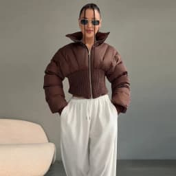 Fashion Solid Padded Coats Women's Stand Collar Full Sleeve Zipper Waist-cinching Warm Jacket 2026 Winter New Lady Outerwear
