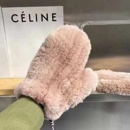 Women's Winter Real Rex Rabbit Fur Gloves Warm Thick Ladies Fur Mittens Elastic Girls Ski Glove Mitts Elastic Soft With String