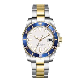 Custom Logo 40MM Luxury NH35 Automatic Watch Two Tone Gold Sapphire Glass Ceramic Bezel Men Diver Watches Male reloj hombre
