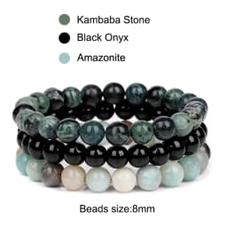 3Pcs/set 8mm Natural Stone Beads Bracelet Set Pink Zebra Rhodonite Moonstone Agates Hematite Bracelets For Women Men Jewelry