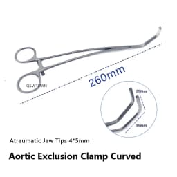 Atraumatic Jaw Tips Vascular Clamps Aortic Exclusion Clamp stainless steel Cardiovascular surgical instruments
