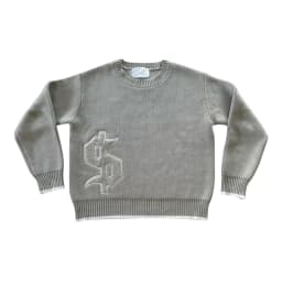 Y2K Gray Dollar Knitted Sweater Goth New Popular Symbol Pattern Retro Harajuku Pullover Top Winter Warm Boxy Men Clothing Unisex