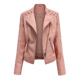 Spring Autumn Leather Jacket Women Slim Fit Motor Biker PU Leather Short Coat Stand Collar Ladies Zipper Outerwear