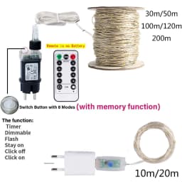 100M 200M LED String Lights Silver Wire Fairy Lights Christmas Garland For Outdoor Street New Year Tree Wedding Party Decoration