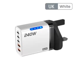 240W Fast Charger With LED Light 2USB+3Type-C 5 In 1 Multi Port Phone Charger Compatible Multiple Models UK EU US Type Cables