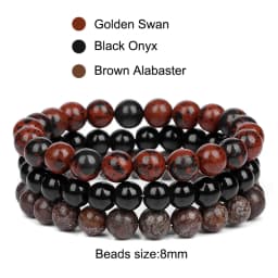 3Pcs/set 8mm Natural Stone Beads Bracelet Set Pink Zebra Rhodonite Moonstone Agates Hematite Bracelets For Women Men Jewelry