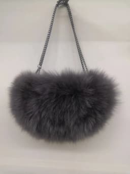 MS.MinShu-Real Fox Fur Hand Muff Bag for Women, Winter Hand Warmer, Pocket Handbag with Chain, Fashion Brand