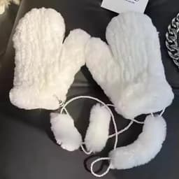 Women's Winter Real Rex Rabbit Fur Gloves Warm Thick Ladies Fur Mittens Elastic Girls Ski Glove Mitts Elastic Soft With String