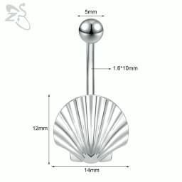 ZS 1 PC Cute Shell Pendant Belly Button Ring Moonstone Drop Belly Rings 14G Stainless Steel Summer Flower Navel Piercing Jewelry