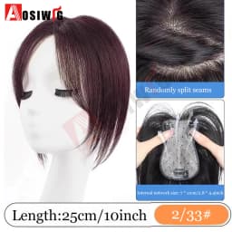 Long Straight Topper Hair Piece With Bangs Invisible Seamless Clip Overhead Toupee Invisible Replacement block Cover White Hair