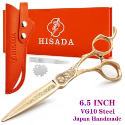 HISADA Barber Scissors Japanese Handmade VG10 Material Scissors 6-7 Inch Rose Gold Scissors Professional Hairdressing Scissors