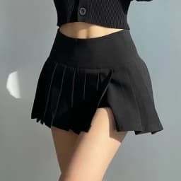 Lucyever Pleated Skirts Women Sexy Slim Side Split Anti-Glare Mini Skirt Female All-Match Solid Color High Waist A Line Skirt