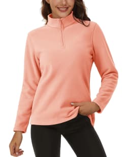 TACVASEN Stand Collar 1/4 Zip Fleece Pullover Womens Outdoor Sports Casual Tops Autumn Winter Lightweight Soft Warm Sweatshirt