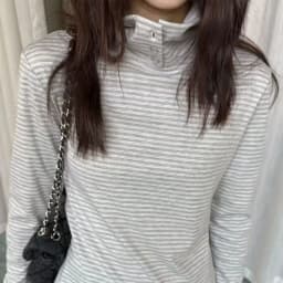 Slimming Effect High Collar Long Sleeve Women's T-shirt Korean Style Vintage Stripes Loose Fit Base Shirt Inner Wear Top