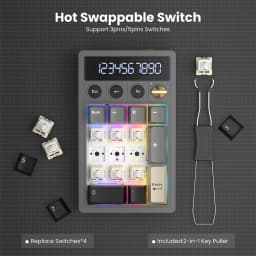 RK ROYAL KLUDGE M20 2.4 Wireless Numeric Keyboard 17 Keys PBT Keycaps RGB Gasket Knob Bluetooth Calculator Keypad Hot-Swappable