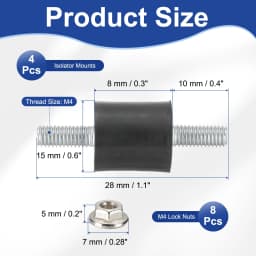 4/8Pcs M3 M4 M5 M6 Rubber Isolator Mounts Rubber Studs Shock Absorber Anti-Vibration Isolation Damping Mounts with Lock Nuts
