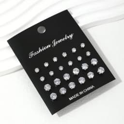 12/24/36 Pairs Shiny Zircon Stud Earrings Set for Women Men Daily Versatile Chic Silver Color Crystal Ear Jewelry Accessories
