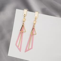 New Boho Triangle Hang Earrings for Women Pink Green Hollow Geometric Statement Tassel Earrings Elegant Party Ear Jewelry