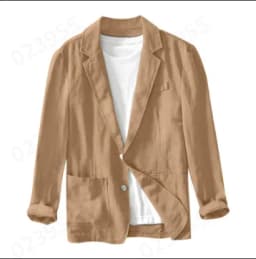 man's Coat 2026 New Casual Suit single-layer Jacket Solid Color Cotton Linen Solid Color Button Pocket Long Sleeve Clothing