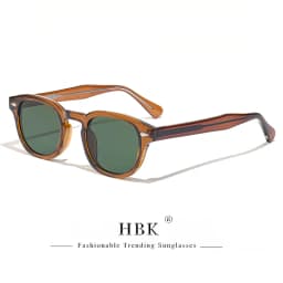 HBK Retro Round Men Sunglasses Punk Propionic Acid Pin Temple Luxury Sun Glasses Women Sports Leisure Party Eyewear UV400