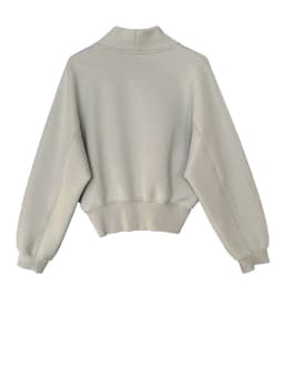 [EAM] Gray Green Shaped Elegant Sweatshirt New Stand Collar Long Sleeve Women Big Size Fashion Tide Spring Autumn 2026 1DH6660