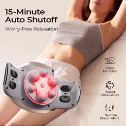 Electric Abdominal Massager with Heat, Rechargeable and Wireless Stomach Belly Tummy Massage Machine, Auto Shut-off, Constipation Indigestion, Relaxation, Adjustable Strap, Multiple-use for Waist Abdomen Back Neck Leg, Mum Gift
