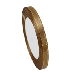(25 Yards/roll) 6mm Gold Edged Single Face Satin Ribbon Wholesale Gift Packing Christmas Decoration Manual DIY Ribbons Fabric