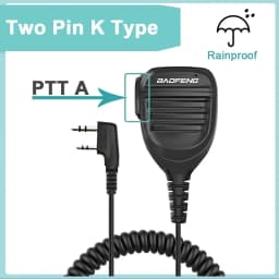 Baofeng UV-5R Microphone Shoulder Speaker 2 Pins for Walkie Quansheng uv-k5 uv-k6 UV-5R/UV-82/UV-16/TH UV8000D Two Way Radio