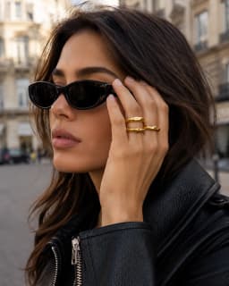 La. Muses Stainless Steel Wavy Texture Rings For Women 18K PVD Plated Fashionable Waterproof Jewelry Gifts