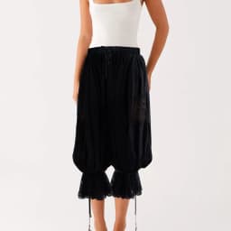 Women Lace Patchwork Ruffle High Waist Lady Trousers Loose Bloomers Pants Fashion Beach Long Balloon Puffy Bloomers Long Pant