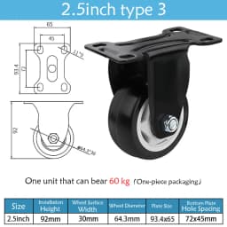 1.5-5 Inch Polyurethane Swivel Caster M6/M8-M12 Screw For Furniture Wheel Caster Wheels 360° Caster Wheel Industrial With Brake