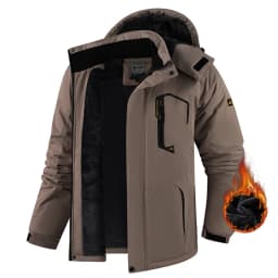 Men Outdoors Windproof Keep Warm Hiking Exercise Coat New Fashion Casual Detachable Hat Parka Winter Fleece Thicken Solid Jacket