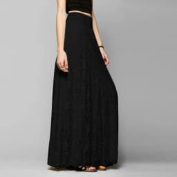 Hook-up Slim-fitting and Thin High-waisted Hollow-out Lace Skirt Long Versatile Elastic Waist Pleated Floor-mopping Skirt 2025