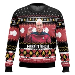 Jean-Luc Picard Star Trek Christmas Style Anime Movie Crew Ugly Christmas Hoodie Cosplay Costume Men's and Women's Fashion Top