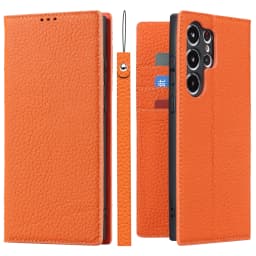 Case for Samsung Galaxy S23 Ultra Genuine Leather Wallet Case Kickstand Credit Card Holder Magnetic Closure Shockproof Case