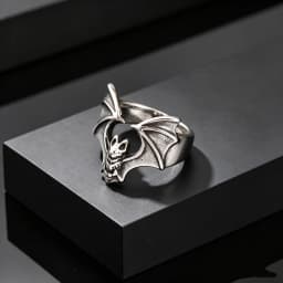 Fashion Gothic Bat Ring for Men, Non-fading Stainless Steel Creative Animal Rings, Punk Unique Design Finger Jewelry Size 8-11