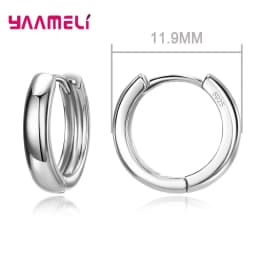 100% Real 925 Sterling Silver Earrings Statement Heart Star Square Round Geometric Hoop Flexible Earwire Leverback Women Jewelry