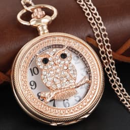 New Gold Luxury Ruby Pocket Watch Necklace Digital Pendant Chain Clock Fashion Sculpture Women's Men's Gift