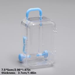 7x5cm Transparent Mini Suitcase Trolley Luggage Candy Packaging Box Handbag Model Earrings Necklace Ring Gift Display Box 1Pcs