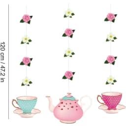 Tea Party Decoration Banner Paper Pre-Strung Cups Vintage Garden Teapot Girl Princesses Parties Bridal Showers Birthday Supplies