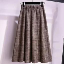 Large Size Women's Autumn Winter Elastic Waist A-line Skirt Woman Skirts Faldas Jupe Korean Retro Plaid Mid-Long Skirts Size 4XL